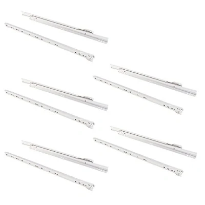 Image of Emuca drawer runners 450mm with partial extension in Cream color, set of 5 sliders for