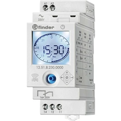 Image of Finder Schuko Socket with LED for DIN Rail 16 A 250 V AC Pack of 1, 12.51.8.230.0000
