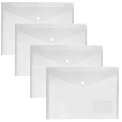 Image of 30 Pcs A4 Clear Plastic Popper Wallet Document Folder with CC Insert