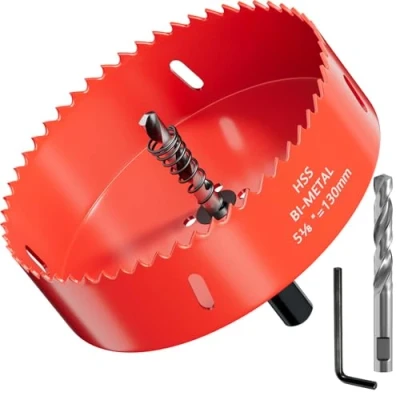 Image of GARHWAL Bi Metal Hole Saws 130mm Wood Cutter, Saw, Circular Cutter for Walls, Core Drill Bit Fast Cutting with Long Lasting Blades Plumbing, Conduits, Kitchens, Other DIY Projects