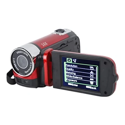 Image of Video Camera for Vlogging, 1080P Full HD Camcorder, 16MP 16X Digital Zoom, 2.7in TFT Rotatable Screen, with Fill Light and USB Port, Catch Wonderful Moments (Red)