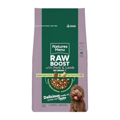 Image of Natures Menu Raw boost No Grain Dry Food for Dogs with Pork and Lamb 3kg