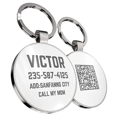 Image of DISONTAG QR Code ID Tags for Dog Text Personalized Free Online Pet Profile Large Picture Display Modifiable Privacy Control No APP Required
