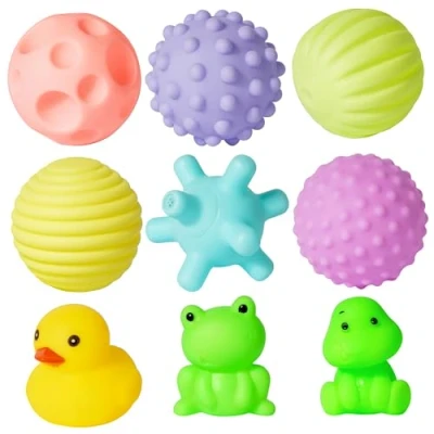 Image of Yeahey Balls for Babies &amp; Toddlers Toys, Soft Colorful Ball Toys Baby, Kids gifts, Sensory Touch Training Massage Balls, 9Pcs Baby Bathroom