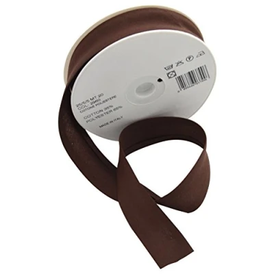 Image of Inastri 25/5/5 mm Bias Binding Col. 2960 BROWN 20m Roll, polycotton, Brown, 25mm x