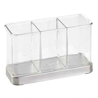 Image of iDesign Brushed Stainless Steel Forma 2 Flatware Organizer, Clear