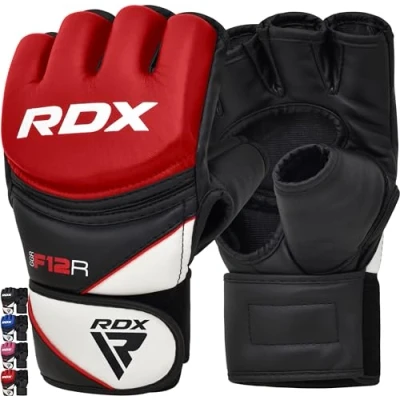 Image of RDX MMA Gloves for Grappling Martial Arts Training, D. Cut Open Palm Maya Hide Leather Sparring Mitts, Perfect Cage Fighting, Combat Sports, Punching bag, Muay Thai and Kickboxing