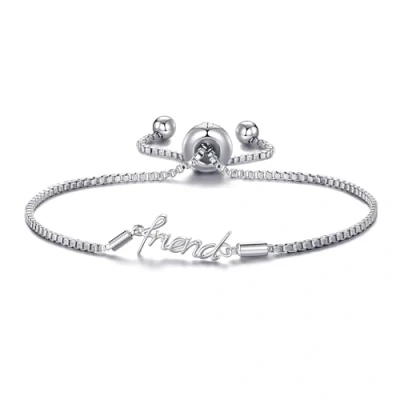 Image of Philip Jones Silver Plated Friend Bracelet Created with Zircondia® Crystals