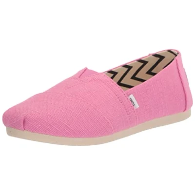Image of TOMS Alpargata Women&#039;s Loafer Flat, Pink Heritage Canvas, 3 UK