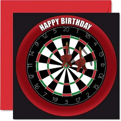 Image of Fun 33rd Birthday Cards for Men Woman Dart Board Happy Card Dad Mum Son Daughter Brother Sister Uncle Auntie Cousin, 145mm x Sports Darts Bday Greeting