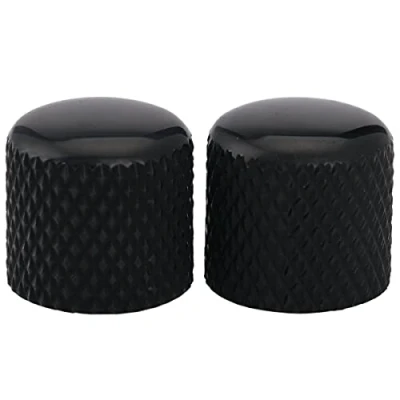 Image of Musiclily Pro Metric Size Steel Tele Dome Knobs for Import Fender Telecaster Electric Guitar/Precision Bass, Black (Set of 2)