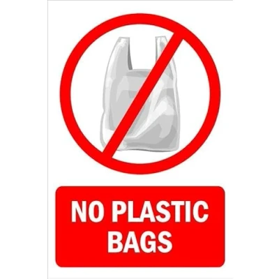 Image of No Plastic bags prohibition sign 1mm flexible (300mm x 200mm)