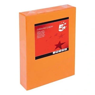 Image of 5 Star Coloured Copier Paper Multifunctional Ream Wrapped 80gsm A4 Deep Orange [500 Sheets]