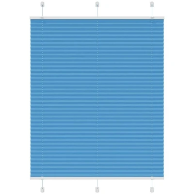 Image of vidaXL Pleated Blind Blue 105x100 cm Fabric Width 104.4 Polyester