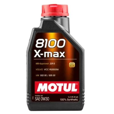 Image of MOTUL 106569 8100 X max 100% Synthetic Full SAPS Engine Oil for Petrol &amp; Diesel Vehicles Viscosity SAE J 300, 0W 30 1 Litre