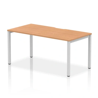 Image of Evolve Single Silver Frame Bench Desk 1600 Oak BE130