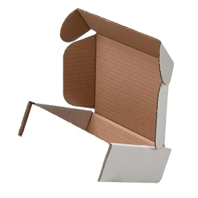 Image of UKPSOLTD 100 x Small White Hinged Lid Cardboard Packing Boxes 5.5 5 2&quot; 140 130 50mm Corrugated Packaging Postal Shipping Cartons