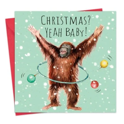 Image of Twizler Funny Christmas Card Orangutan Merry Cards Xmas Mens for Him Husband Dad Son Womens Her Wife Mum Daughter