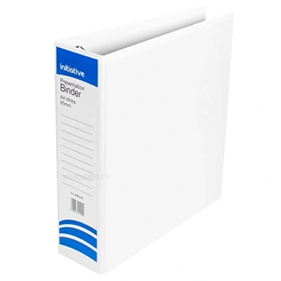 Image of 2 x Large 65mm A4 White Presentation Binders 4 D Ring Paper Storage File PVC Folders