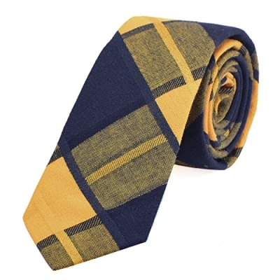 Image of DonDon Men&#039;s Narrow checkered Necktie Tie 2.36 inch 6 cm Cotton grey black