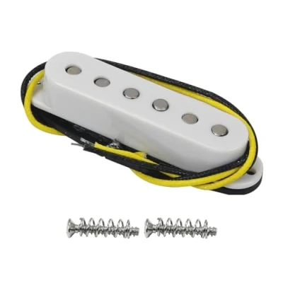 Image of FLEOR Single Coil Pickup Alnico 5 ST Pickups Bridge Guitar Staggered for SQ Electric Guitar, White