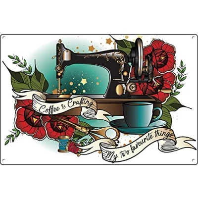 Image of Graman my craft room is happy place, sign, sewing decor, gift Retro Art Wall Decor Metal Sign Poster 12x16inch