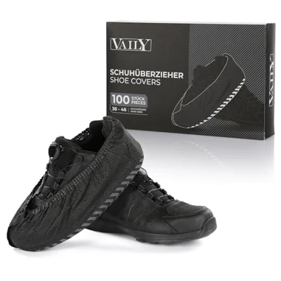 Image of Vaily Shoe Covers Black 100 Pieces (50 Pairs) Durable and Non Slip Protection