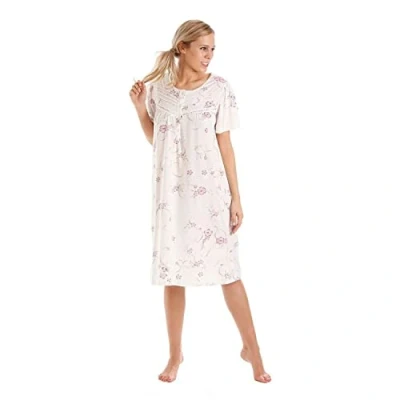 Image of Lady Olga Ladies Nightie Jersey Floral Short Sleeve Nightdress Nightwear Purple 18/20