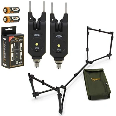 Image of NGT DYNAMIC POD ADJUSTABLE 3 ROD COMPACT + 2 x VS BITE ALARMS CARP FISHING