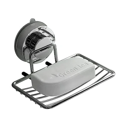 Image of Blue Canyon Gecko Soap Rack, Vacuum Suction Dish for Bathroom, Quick Lock Cup, No Drill and Screws Required, Removable, Reusable Repositionable, Stainless Steel