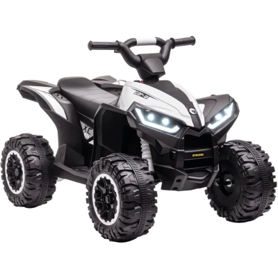 Image of HOMCOM 12V Electric Quad Bike for Kids Ride On Car ATV Toy, with Forward Reverse Functions, LED Headlights, Music, Ages 3 5 Years White