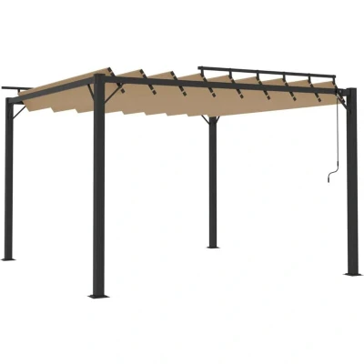 Image of vidaXL Gazebo with Louvered Roof 3x3 m Taupe Fabric and Aluminium