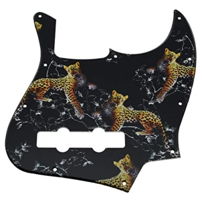 Image of Dopro Jazz Bass 3D Printed plastic pickguard for USA/Mexican 4 String FD Leopard Pattern