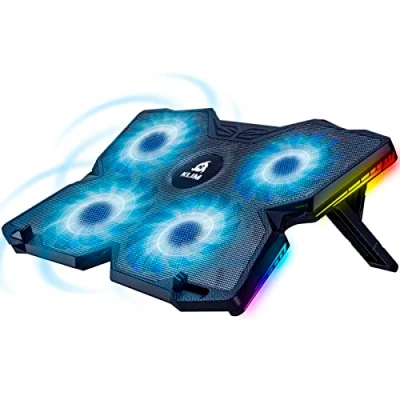 Image of KLIM Wind Laptop Cooling Pad More than 500 000 units sold New Version 2024 The Most Powerful Rapid Action Fan Stand with 4 Fans at 1200 RPM USB PS5 PS4 RGB