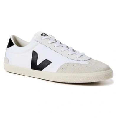 Image of Veja Mens Volley Canvas Trainer White/Black Leather Size UK 10