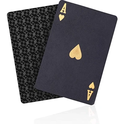 Image of ACELION Cool Plastic Playing Cards, Deck of Waterproof Cards Poker for Gift Party Game (Black Diamond)