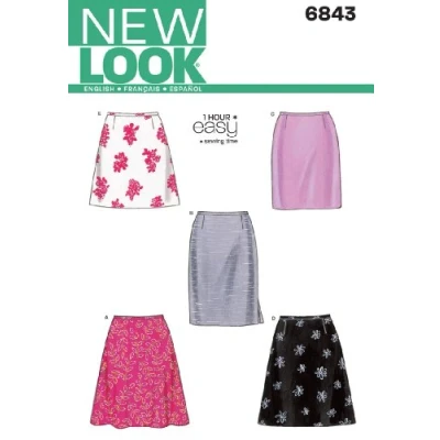 Image of New Look Sewing Pattern 6843: Misses Skirts, Size A, Cotton,Wool, White, A (8 10 12 14 16 18)
