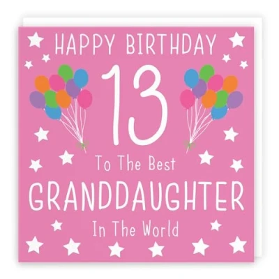 Image of Hunts England Large Granddaughter 13th Birthday Card Happy 13 To The Best In World Iconic Collection 210 x mm Age