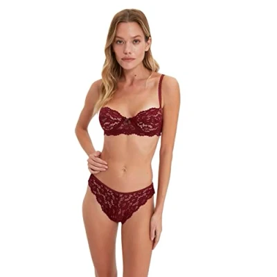 Image of Trendyol Women&#039;s Plain Single Pack Knit Underwear Pairs Underpants, Burgundy, Small (Pack of 2)