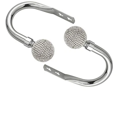 Image of viceroy bedding Diamond Ball Pair of Matching Holdback to Stunning Curtain Poles (Chrome, Holdback)