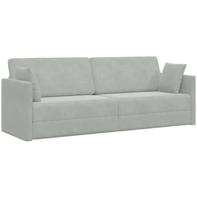 Image of vidaXL Floor Sofa Bed 2 in 1 Light Grey 213x144x60 cm Velvet