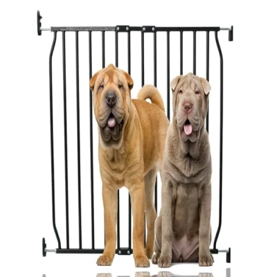 Image of Bettacare Extra Tall Eco Screw Fit Pet Gate, Black, 80cm 90cm, Gate 100cm in Height, Fitted Dog Safety for Puppy