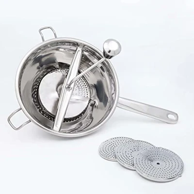 Image of Vappore Stainless Steel Pasapure (20 cm), 3 Interchangeable Discs, Spanish Design, Ergonomic Handle, Dishwasher Safe