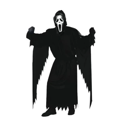 Image of My Illusions Officially Licensed Scream Ghostface Adults Costume + Mask Gloves Halloween Horror Film Fancy Dress (Aged, Up to 46&quot; Chest)