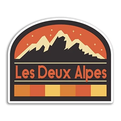 Image of 2 x 10cm Wide Les Deux Alpes Vinyl Stickers France French Mountains Ski Travel Holiday Sticker #77392