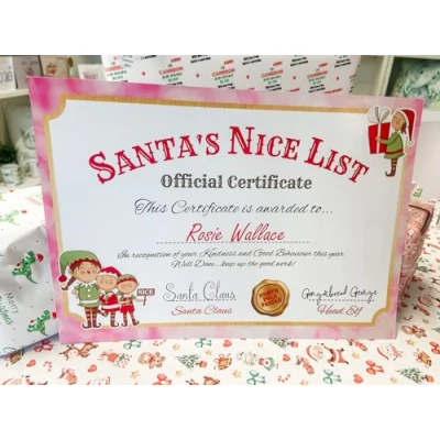 Image of Blossom Lane Cards &amp; Gifts Personalised Letter From Santa Nice List Certificate Christmas Eve Box Filler