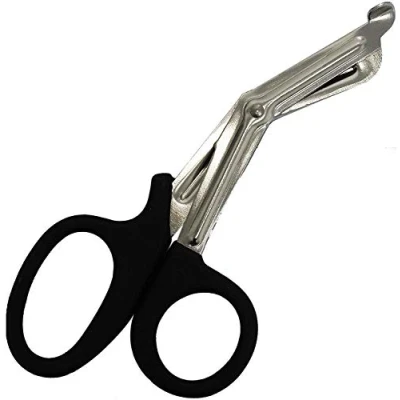 Image of ABE First Aid Tuff Cut Utility Scissors 7.5&#039;&#039; Stainless Steel Medical Bandage EMT Shears for Emergency Supplies (Black)