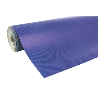 Image of Clairefontaine Ref 507513C Nature Kraft Long Roll Wrapping Paper (Single Roll) 70cm Width x 50m Length, 60gsm Ribbed Solid Royal Blue Colour