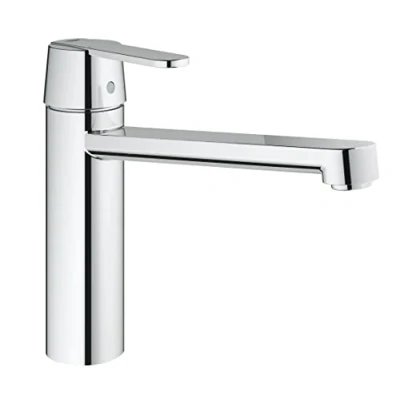 Image of GROHE Get Kitchen Sink Mixer Tap (Monobloc Installation, Medium High Spout, Swivel Area 140, 35 mm Ceramic Cartridge, Tails 3/8 Inch, QuickTool Included), Brass, Size 200 mm, Chrome, 30196000