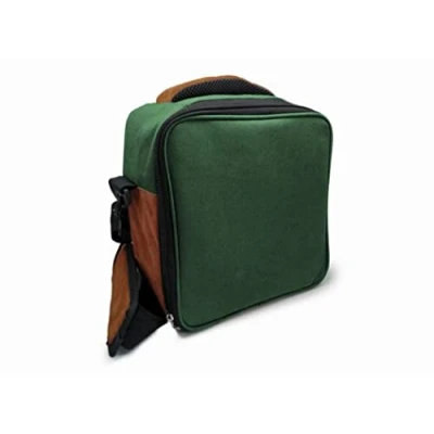 Image of Nerthus FIH 422 Green Insulated Lunch Bag With Strap and 2 Pockets